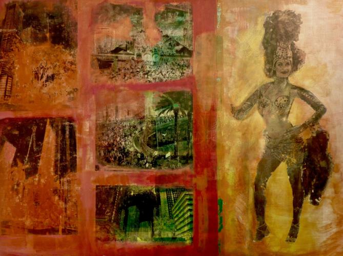'Carnivalesque': Digital Photographic Imagery Transfer , Acrylic on Canvas,  122 x 91 cm, £595.