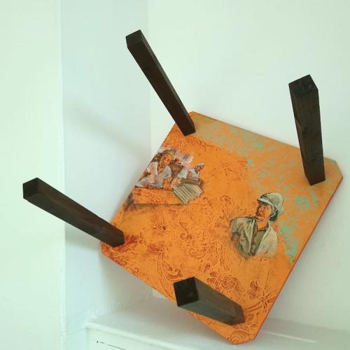''The Tables Have Turned III,'': Sculpture :  Acrylic and Oil on MDF,  H 45 x W 61 x L 63 cm, £445.
