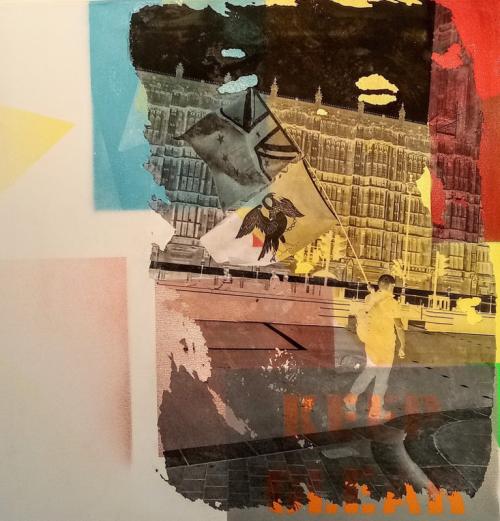 'Interlude': Acrylic, Spray Paint, and Digital Imagery On Canvas, H 60 x W 60 x D 4 cm, £195.