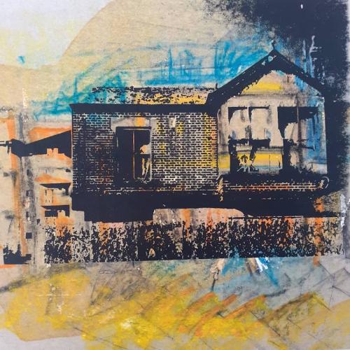'Dreamland Welcomes You': Monoprint and Screen Print  on Paper, 40 x 30 cm , framed, £89